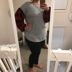 Plaid Sleeve Top